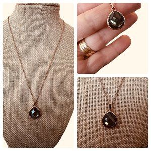 Gold Vermeil Pendant Necklace With Smoky Quartz Island Fantasy GV9